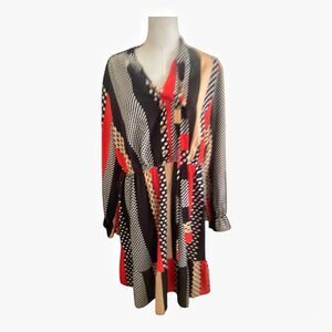 Shein Multicolor Tie Neck Dress Size 1X